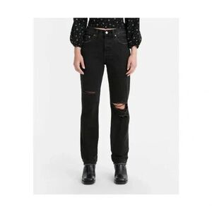 Levis 501 Original Straight Jeans Womens 31x30 Black Distressed Button Fly NEW